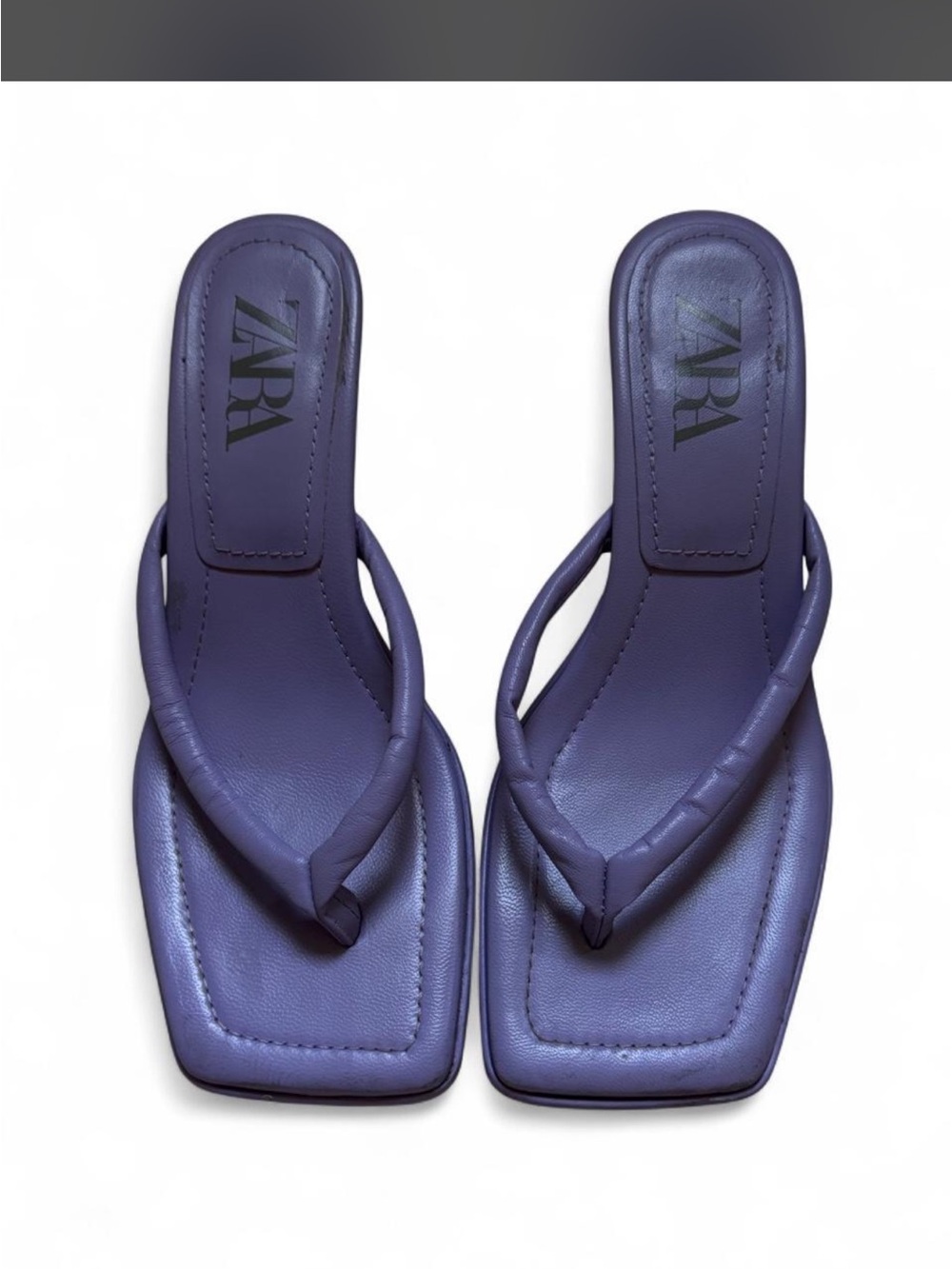 Zara Lavender Square-Toe Braided Thong Sandals